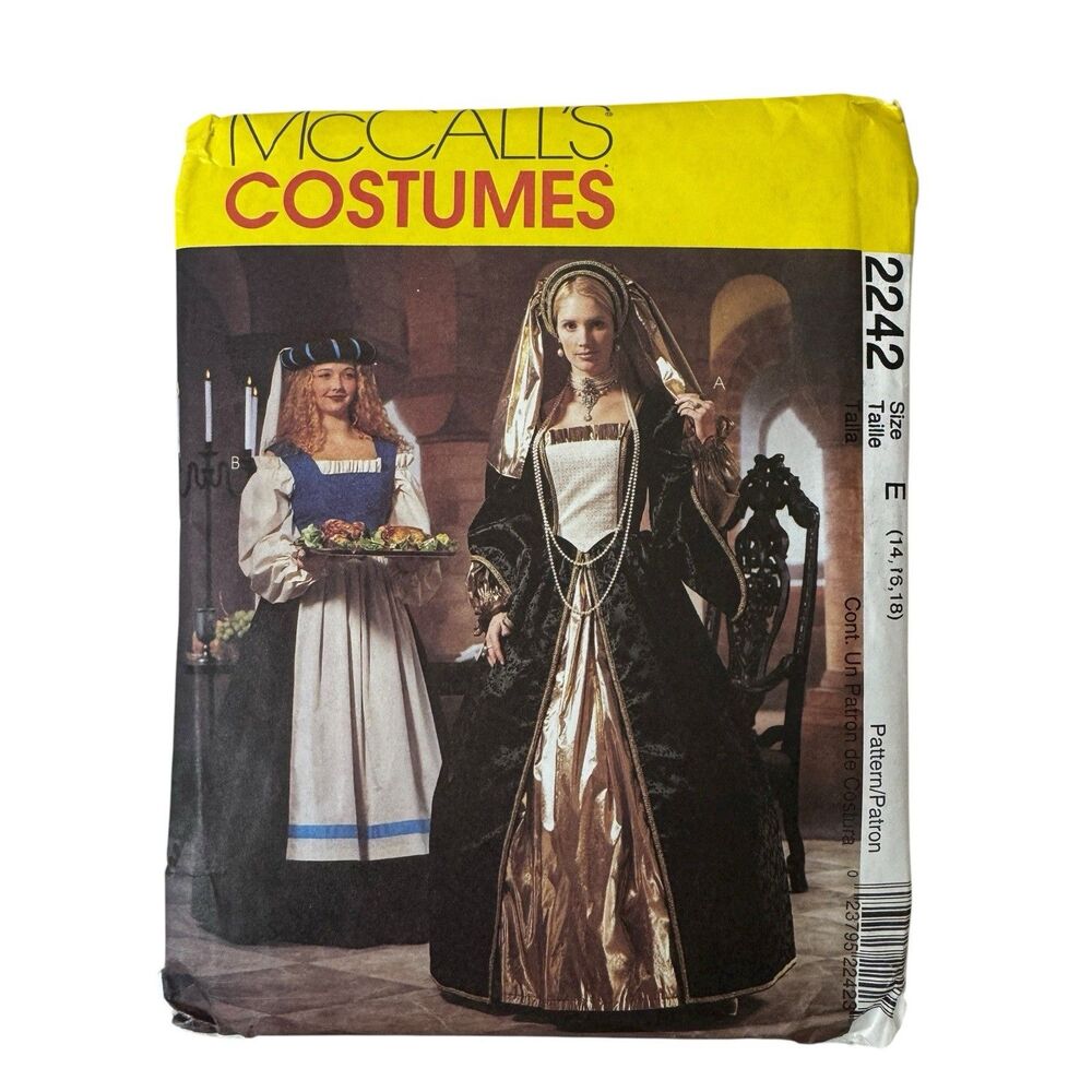 Renfaire Renaissance Pattern McCalls 2242 Tudor Costume Cosplay 14 16 18 UNCUT